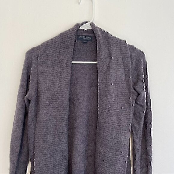 BAREFOOT DREAMS CozyChic Lite Circle Cardi Purple Gray ish Open Cardigan Sweater - Picture 3 of 11